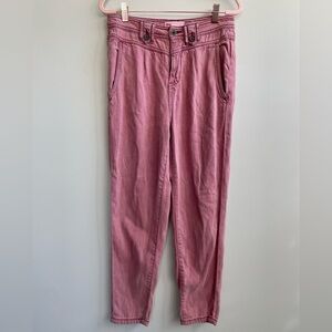 Anthropologie High Rise Dusty Rose Pleated Trouser Tapered Ankle Pants